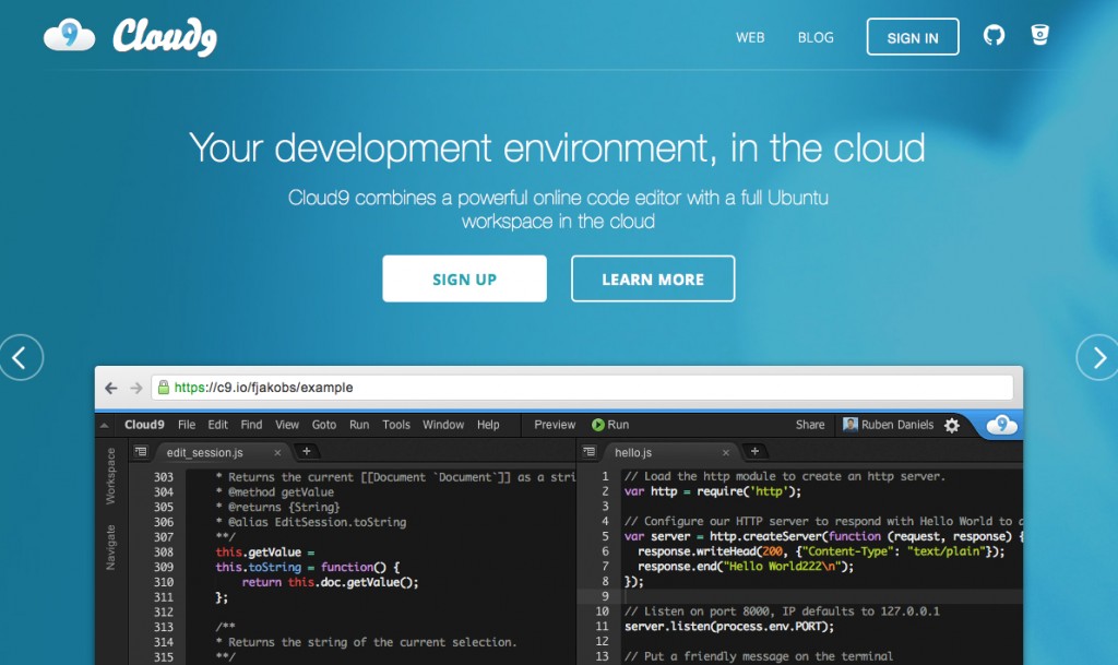 Cloud9 - Your development environment, in the cloud