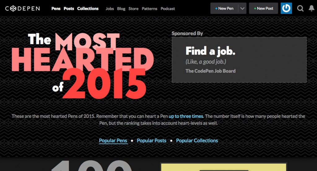Top Pens of 2015 on CodePen